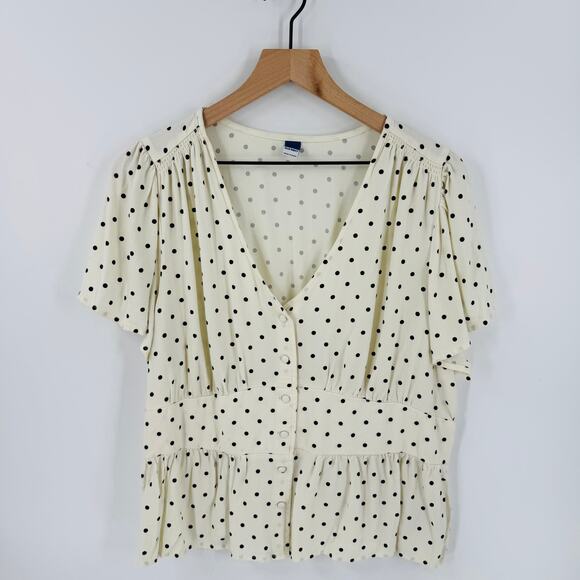 Old Navy Cream & Black Polka Dot Peplum Top Women’s Size XL - Picture 8 of 8